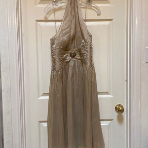 Maggy London gold halter dress